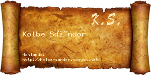 Kolbe Sándor névjegykártya